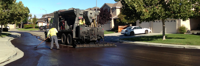 Slurry-Seal Application to Road